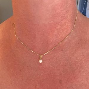 14K Gold .25 Carat Diamond 16” Necklace